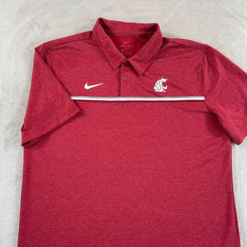 Washington State Cougars Nike Polo Men Medium Red On Field Dri Fit Golf NWOT